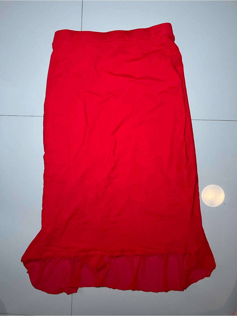 Amazon Red High-Low Ruffle Hem Skirt - Picture 3 of 4
